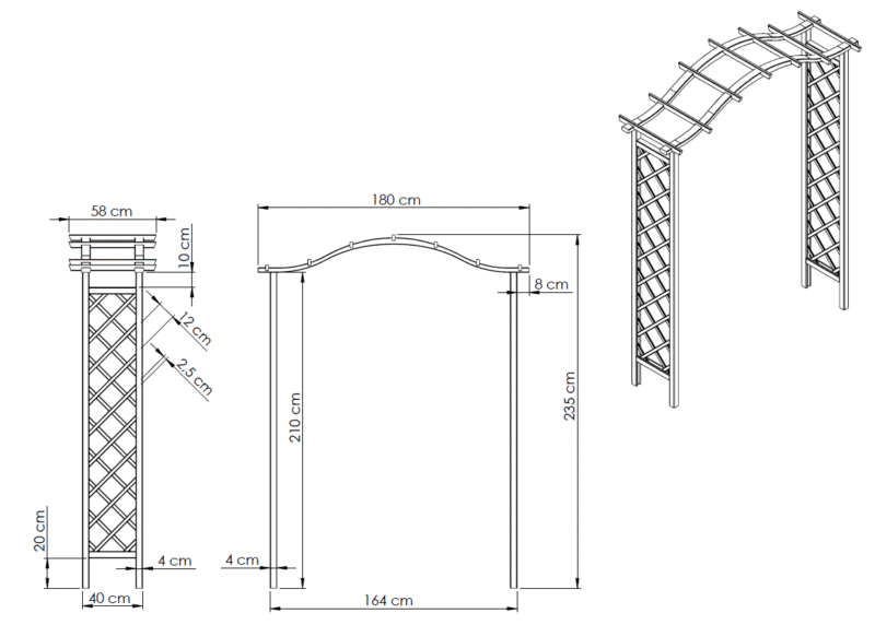 Pergola podwójna z łukiem Omega Frezja + szpice - obrazek 2